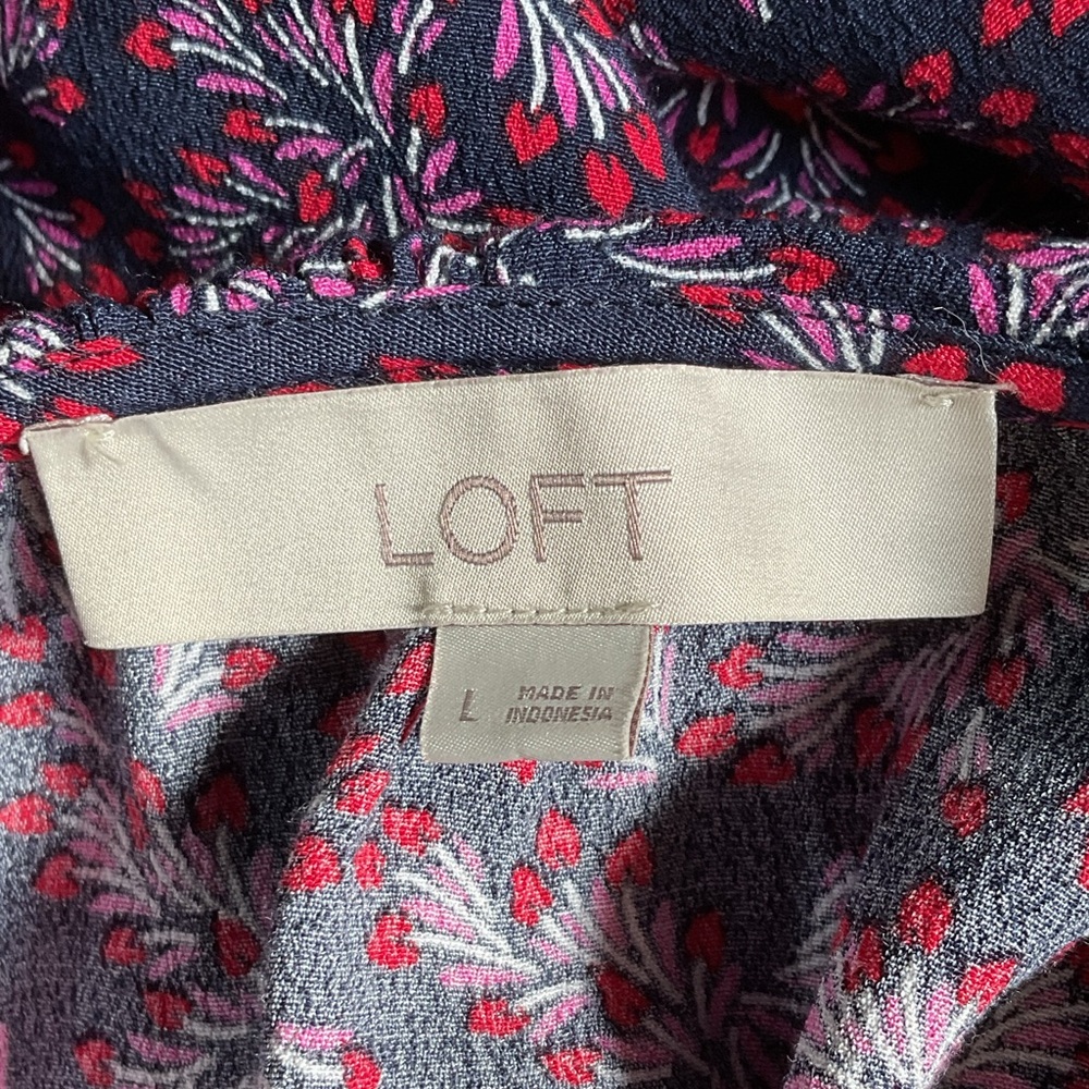 LOFT Multicolor Patterned Blouse SZ - L - Picture 4 of 6